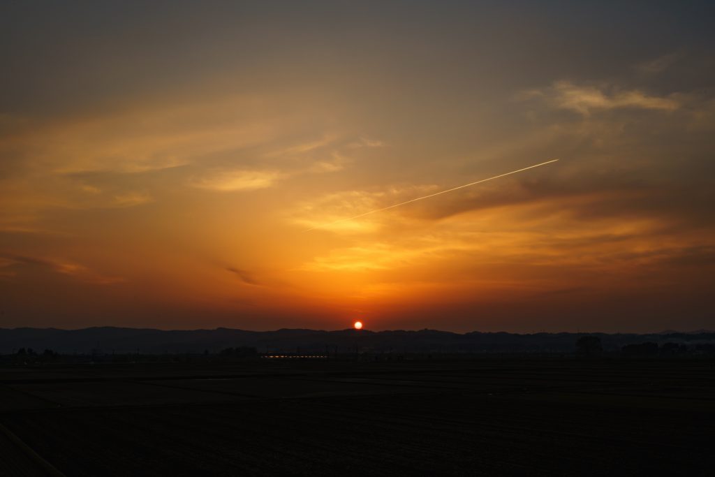 長岡市の夕日