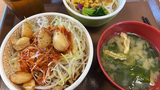 赤だれにんにく白髪ねぎ牛丼